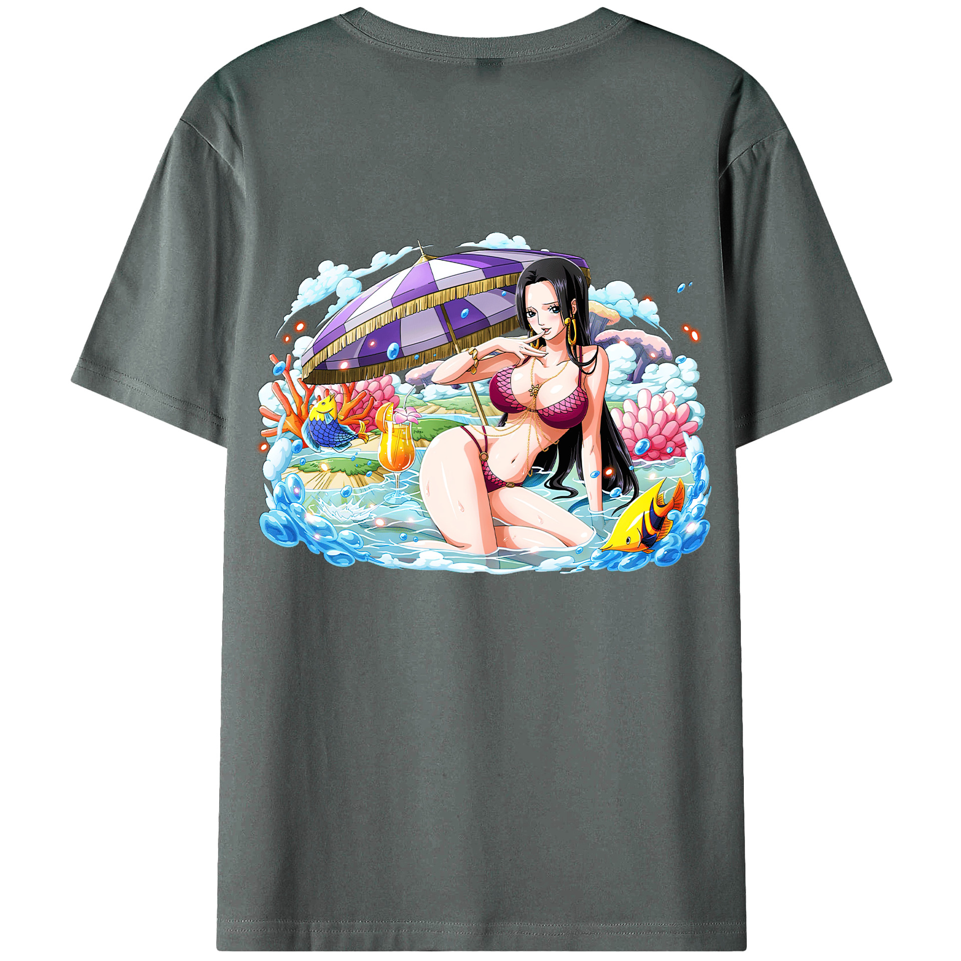ワンピース ボア・ハンコック ONE PIECE Boa·Hancock 綿100％ メンズ半袖Tシャツ（バックプリント） 通気性